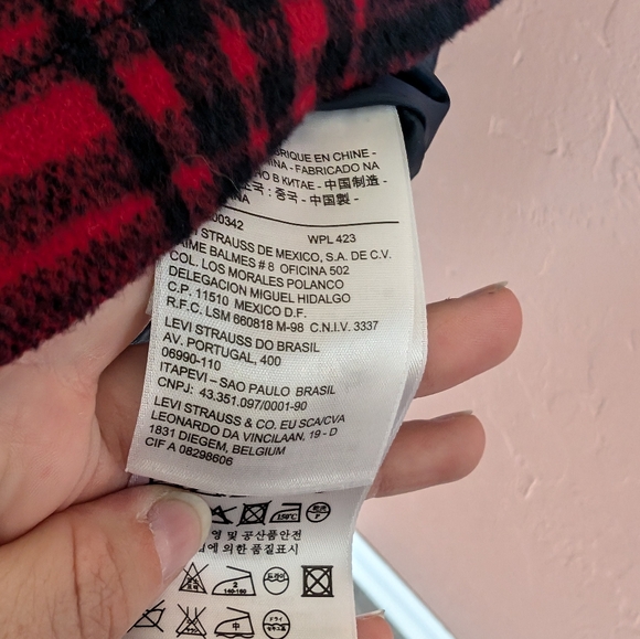 Levis Strauss Wool Plaid Buffalo Coat Snap Button Red Medium - Picture 4 of 4